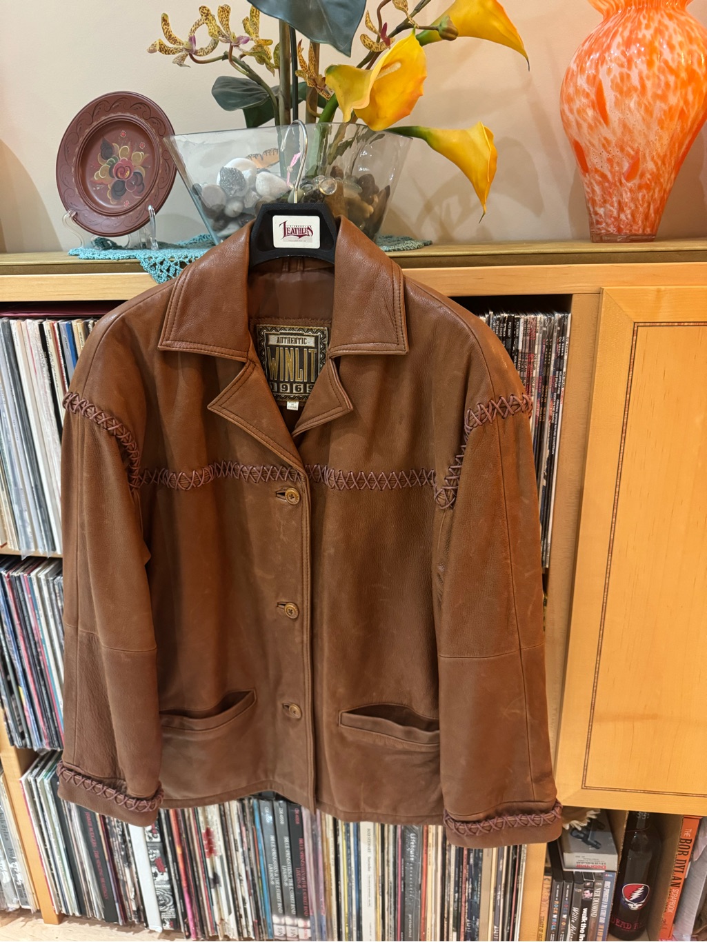 Price Drop: Vtg, Nw/Ot,Authentic Winlet 1969, Lined Cognac Lambskin Leather Jt,S